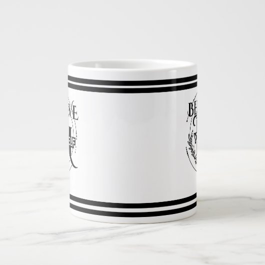 自信じ身の引用文やる気を起こさせるマグカップ ジャンボコーヒーマグカップ (正面)