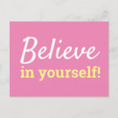 自信じ身の引用文感動的ピンク白 ポストカード (正面)