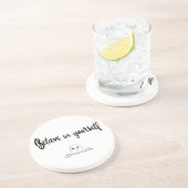 自信じ身の文字とイメージ コースター (側面)