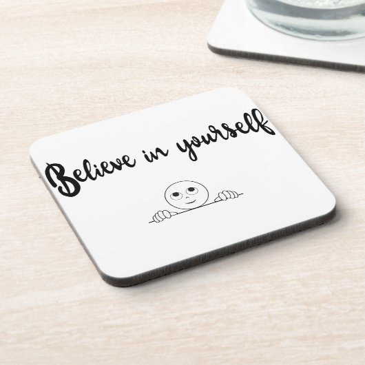 自信じ身の文字とイメージ コースター (左側)