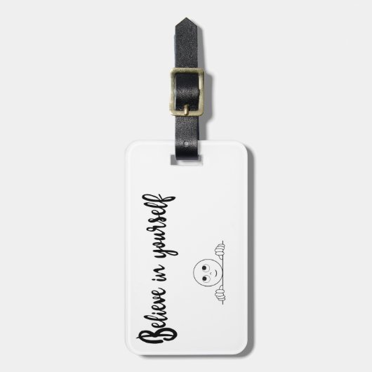 自信じ身の文字とイメージ ラゲッジタグ (正面縦)