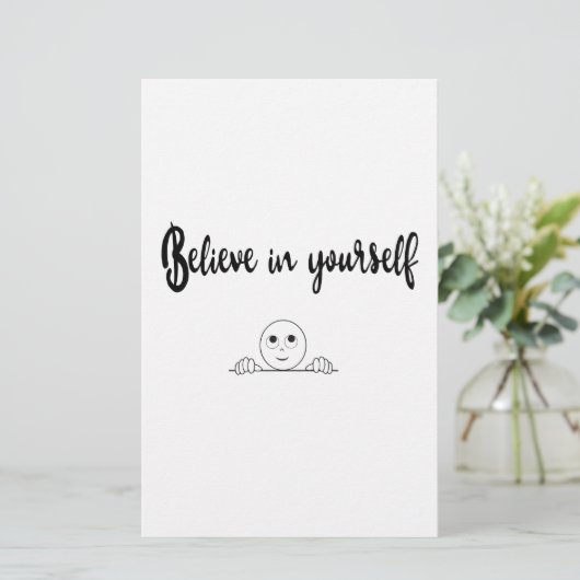 自信じ身の文字とイメージ 便箋 (スタンド正面)