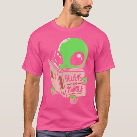 自信じ身の本おもしろいエイリアン Tシャツ (正面)