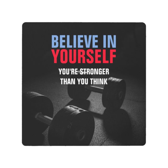 自信じ身ボディビルフィットネスやる気を起こさせる メタルプリント (正面)