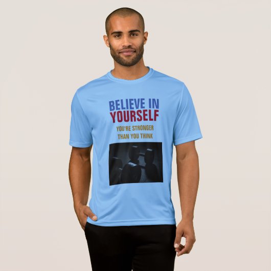 自信じ身ボディビルフィットネスやる気を起こさせる Tシャツ (正面フル)