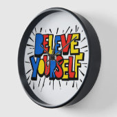 自信じ身 – ミニマ感動的リスト引用文 壁時計 (傾斜)