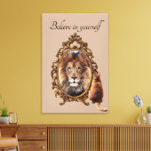 自信じ身 |ライオンのヴィンテージ 感動的 キャンバスプリント (インサイチュ (リビング))