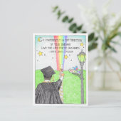 自信たっぷりに虹の卒業はがきに行く ポストカード (スタンド正面)