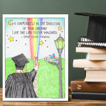 自信たっぷりに虹の卒業はがきに行く