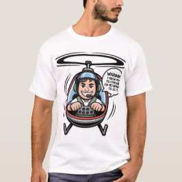 自信たっぷりヘリコプターのパイロット漫画 ホバリング注意 Tシャツ