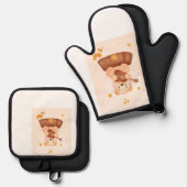 「自信で焼く:ホム用プレミアムオーブン手袋 鍋つかみ&鍋敷きセット (正面/裏面)