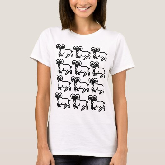 自信に満ちたおひつじ座のアウトライン柄Tシャツ Tシャツ (正面)