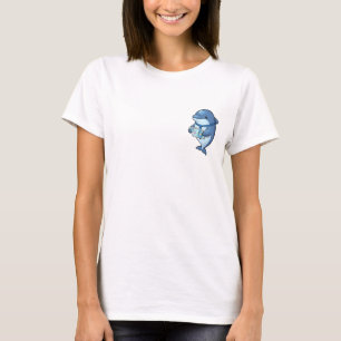 自信に満ちたタブレットを持つビジネスイルカ Tシャツ