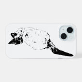自信に満ちた猫の顔 iPhone 15ケース (裏面横)