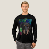 自信に満ちた番犬ロットワイラー トライブレンドTシャツ (正面全体)