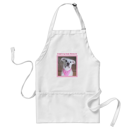 自信に満ちた目40ピンクのかわいい犬 スタンダードエプロン (正面)