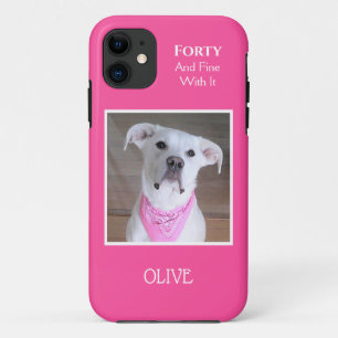 自信に満ちた目40ピンクのかわいい犬 iPhone 11 ケース