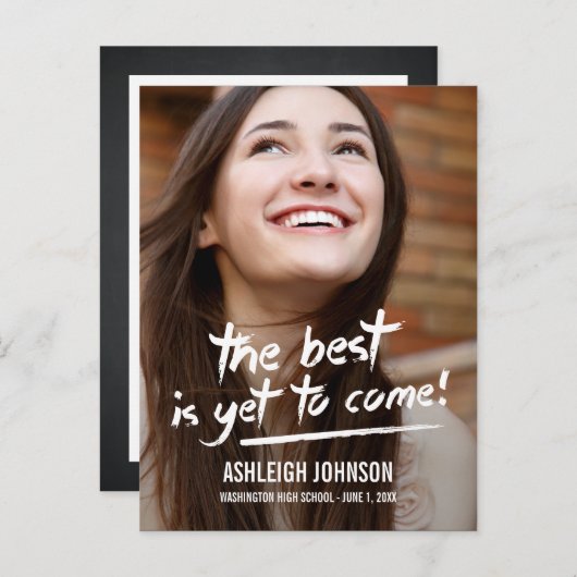 自信に満ちた脳卒中の卒業発表 インビテーションポストカード (正面/裏面)