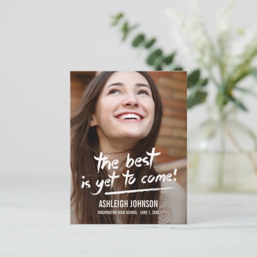 自信に満ちた脳卒中の卒業発表 インビテーションポストカード (スタンド正面)