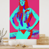 自信に満ちた赤いビキニの女の子のポスター ポスター (キッチン)