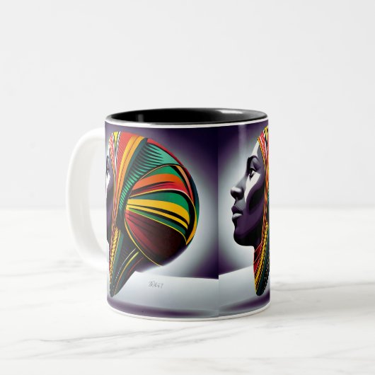 自信に満ちた黒人の女性 ツートーンマグカップ (正面左)