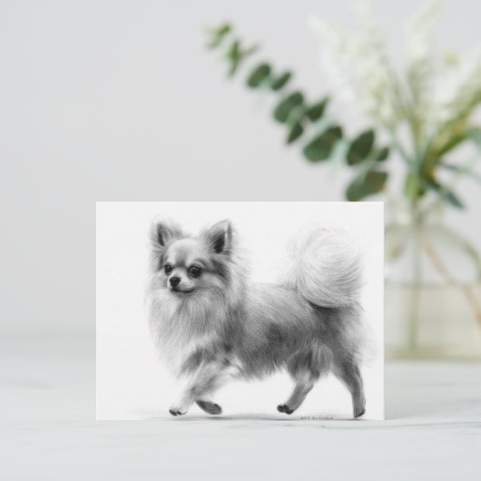 自信のあるステップズハンド絵を描チワワ ポストカード (スタンド正面)