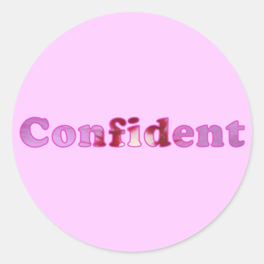 自信のあるピンクの花のスペリングStickers ラウンドシール (正面)