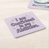 自信のあるラベンダーコースターセット スクエアペーパーコースター (アングル)