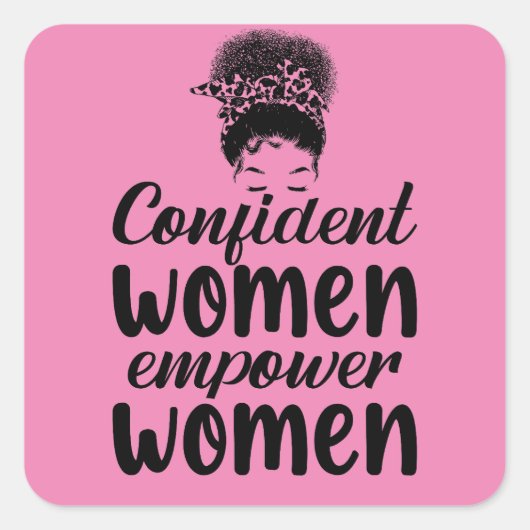 自信のある女性が女性に力を与える引用文フェミニスト スクエアシール (正面)