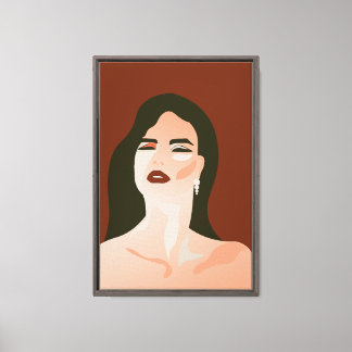 自信のエネルギー ミニマリスト女性の肖像画 キャンバスプリント