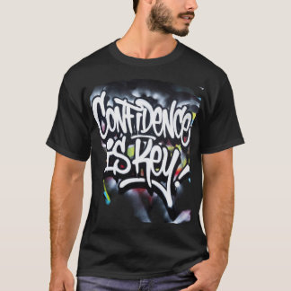 自信は鍵 – アーバンモチベーション グラフィティ タイポ Tシャツ