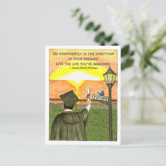 自信を持って日の出を卒業する ポストカード (スタンド正面)