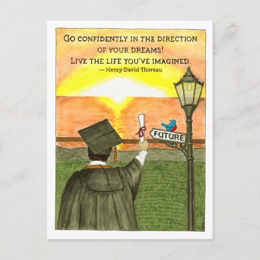 自信を持って日の出を卒業する ポストカード (正面)