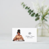 自信を持つアフロ黒人女性ボスエンパワーメントアート 名刺 (スタンド正面)