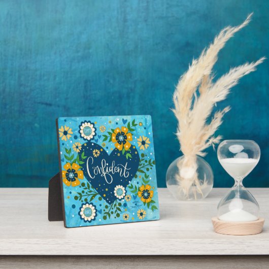 自信感動的のあるハートかわいらしフローラ青 フォトプラーク (インサイチュ)