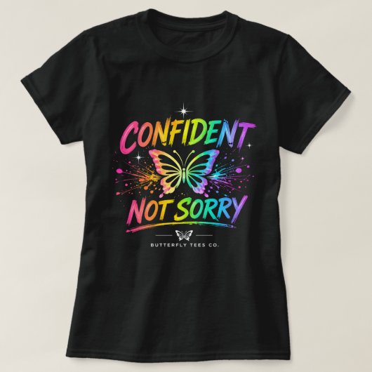 自信満々ごめん蝶シャツ 0047712 Tシャツ (デザイン正面)