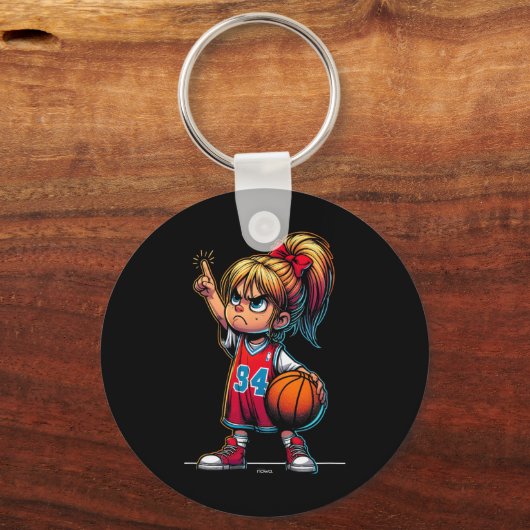 自信満々なかわいいリトルラガール キーホルダー (正面)