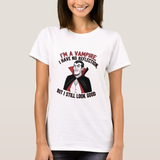 自信満々のヴァンパイア ハロウィンユーモア Tシャツ (正面)