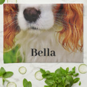 自分おもしろいの愛犬ペットの写真と名前を作成 キッチンタオル (折り畳み)