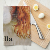 自分おもしろいの愛犬ペットの写真と名前を作成 キッチンタオル (四つ折り)