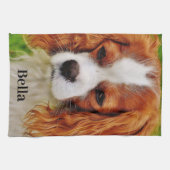 自分おもしろいの愛犬ペットの写真と名前を作成 キッチンタオル (横)