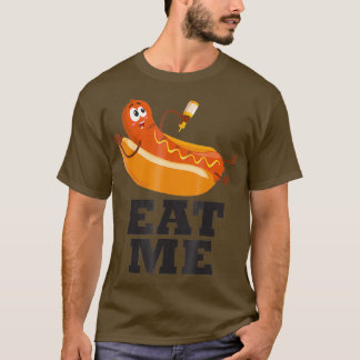 自分おもしろいの食べTを適用するホットドッグBratwurst Tシャツ