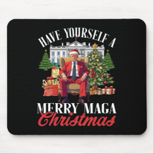自分がクリスマスサンタトランプを楽しんでおもしろいいる マウスパッド