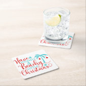 自分がビーチリトルクリスマスを過ごす スクエアペーパーコースター (インサイチュ)