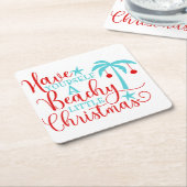 自分がビーチリトルクリスマスを過ごす スクエアペーパーコースター (アングル)