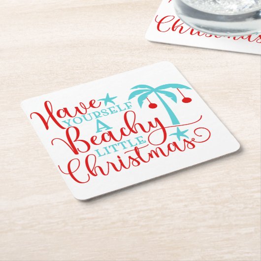 自分がビーチリトルクリスマスを過ごす スクエアペーパーコースター (アングル)
