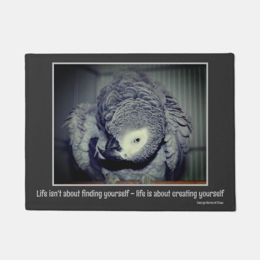 自分が可愛いオウム感動的引用文 ドアマット (正面)