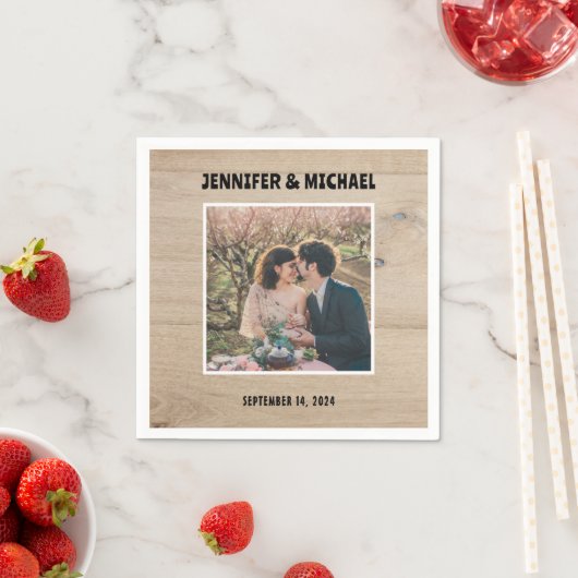 自分たちのオリジナル写真の新婦新郎の結婚式を作成 スタンダードカクテルナプキン (インサイチュ)