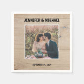 自分たちのオリジナル写真の新婦新郎の結婚式を作成 スタンダードカクテルナプキン (正面)