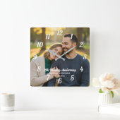 自分たちのカップル写真を追加 15周年 結婚記念日 スクエア壁時計 (ホーム)